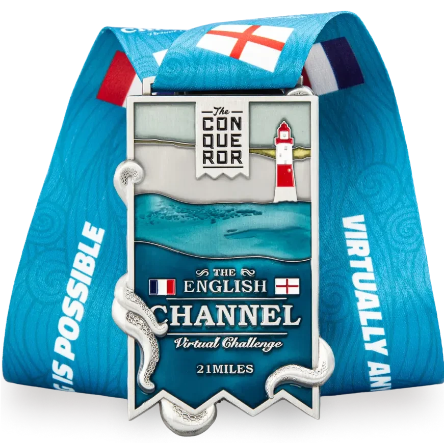 English Channel finisher medal, front